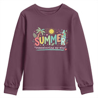 Summer Remembering My Why Youth Sweatshirt Cute Tropical Beach Palm Tree Surfboard Teacher Graphic