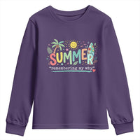 Summer Remembering My Why Youth Sweatshirt Cute Tropical Beach Palm Tree Surfboard Teacher Graphic