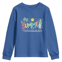 Summer Remembering My Why Youth Sweatshirt Cute Tropical Beach Palm Tree Surfboard Teacher Graphic