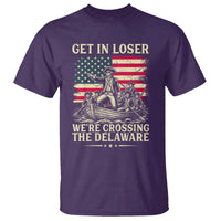 Get In Loser We're Crossing The Delaware Vintage T Shirt Funny George Washington American Flag Patriotic Fireworks