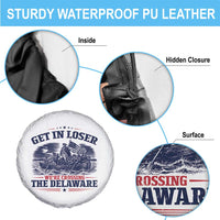 Get In Loser We're Crossing The Delaware Retro Spare Tire Cover Distressed George Washington Boat Scene Patriotic American Revolution Humor