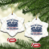 Get In Loser We're Crossing The Delaware Retro Ceramic Ornament Distressed George Washington Boat Scene Patriotic American Revolution Humor