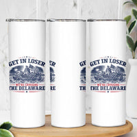Get In Loser We're Crossing The Delaware Retro Skinny Tumbler Distressed George Washington Boat Scene Patriotic American Revolution Humor