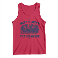 Get In Loser We're Crossing The Delaware Retro Tank Top Distressed George Washington Boat Scene Patriotic American Revolution Humor