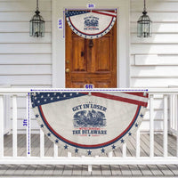 Get In Loser We're Crossing The Delaware Retro Patriotic Fan Flag Distressed George Washington Boat Scene American Revolution Humor