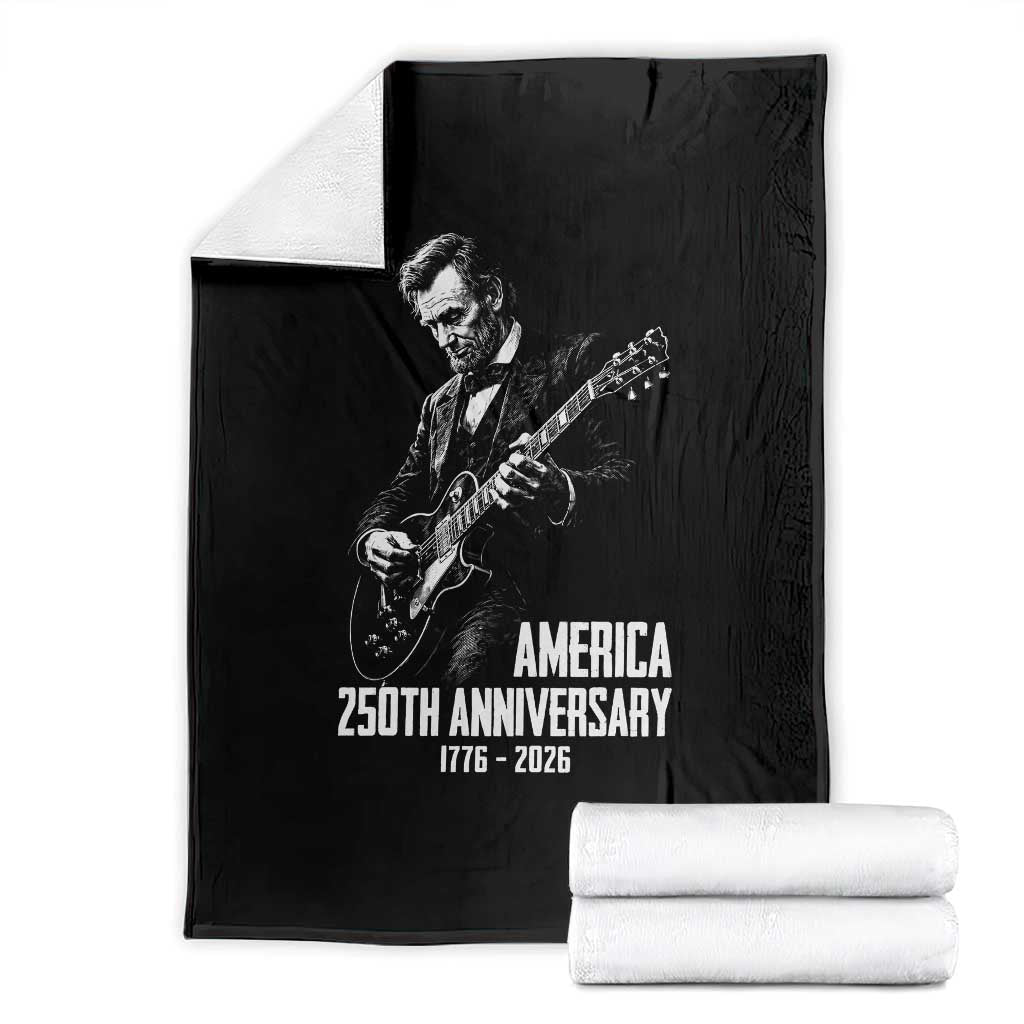 America 250th Anniversary Abraham Lincoln Rock Star Throw Blanket Funny Electric Guitar Player 1776 to 2026 Semiquincentennial