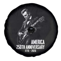 America 250th Anniversary Abraham Lincoln Rock Star Spare Tire Cover Funny Electric Guitar Player 1776 to 2026 Semiquincentennial