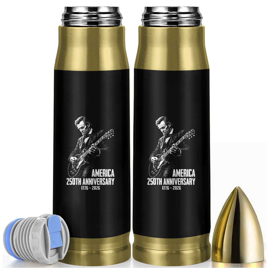America 250th Anniversary Abraham Lincoln Rock Star Bullet Tumbler Funny Electric Guitar Player 1776 to 2026 Semiquincentennial