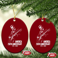 America 250th Anniversary Abraham Lincoln Rock Star Ceramic Ornament Funny Electric Guitar Player 1776 to 2026 Semiquincentennial