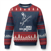 America 250th Anniversary Abraham Lincoln Rock Star Ugly Christmas Sweater Funny Electric Guitar Player 1776 to 2026 Semiquincentennial