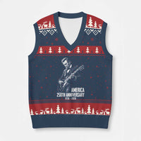 America 250th Anniversary Abraham Lincoln Rock Star V-Neck Knit Sweater Vest Funny Electric Guitar Player 1776 to 2026 Semiquincentennial