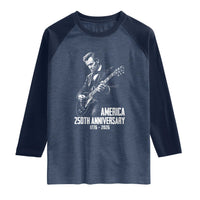 America 250th Anniversary Abraham Lincoln Rock Star Raglan Shirt Funny Electric Guitar Player 1776 to 2026 Semiquincentennial