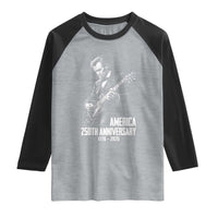America 250th Anniversary Abraham Lincoln Rock Star Raglan Shirt Funny Electric Guitar Player 1776 to 2026 Semiquincentennial