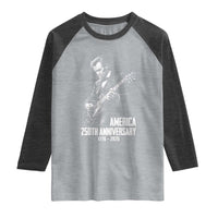 America 250th Anniversary Abraham Lincoln Rock Star Raglan Shirt Funny Electric Guitar Player 1776 to 2026 Semiquincentennial