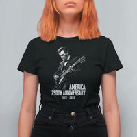 America 250th Anniversary Abraham Lincoln Rock Star T Shirt For Women Funny Electric Guitar Player 1776 to 2026 Semiquincentennial