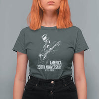 America 250th Anniversary Abraham Lincoln Rock Star T Shirt For Women Funny Electric Guitar Player 1776 to 2026 Semiquincentennial