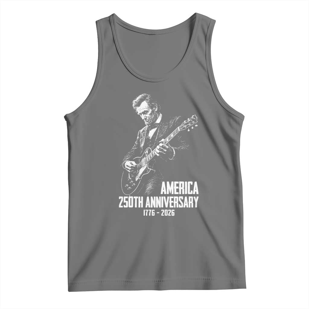 America 250th Anniversary Abraham Lincoln Rock Star Tank Top Funny Electric Guitar Player 1776 to 2026 Semiquincentennial
