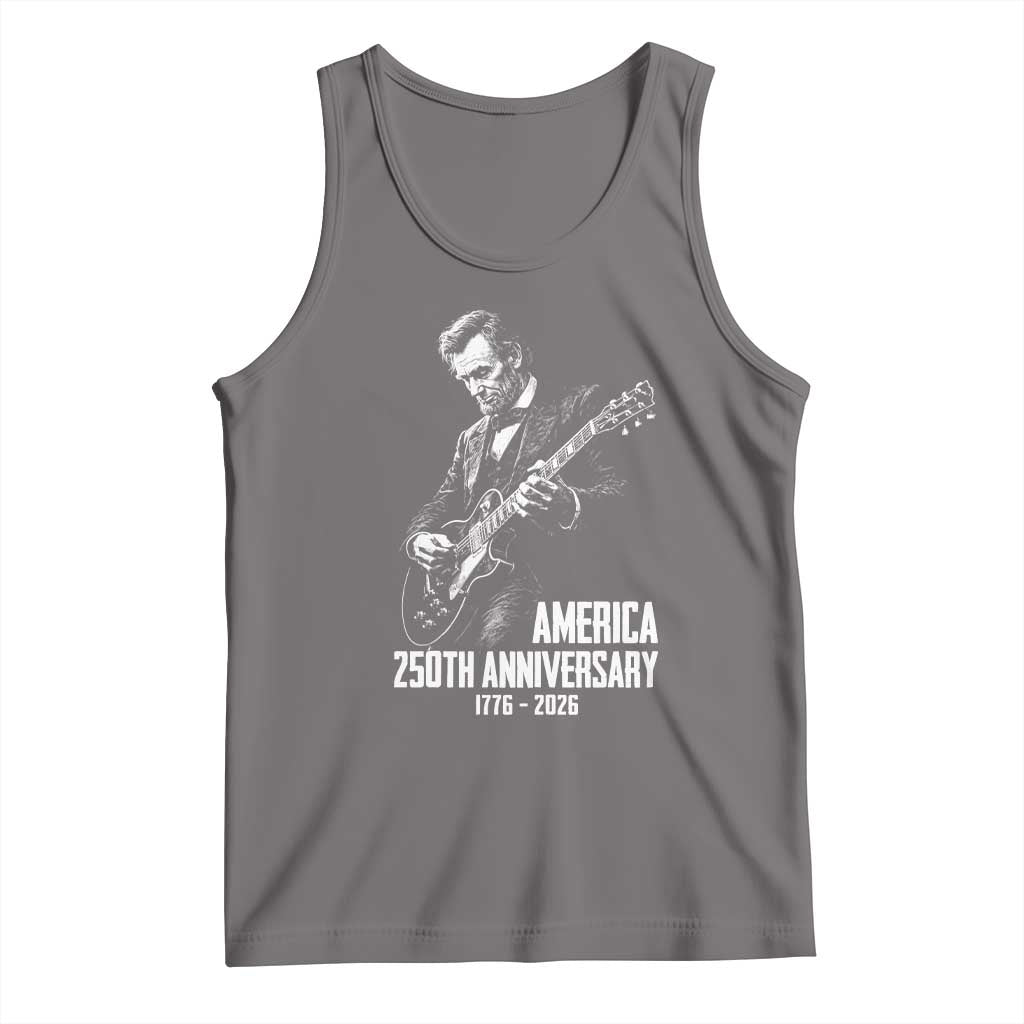 America 250th Anniversary Abraham Lincoln Rock Star Tank Top Funny Electric Guitar Player 1776 to 2026 Semiquincentennial