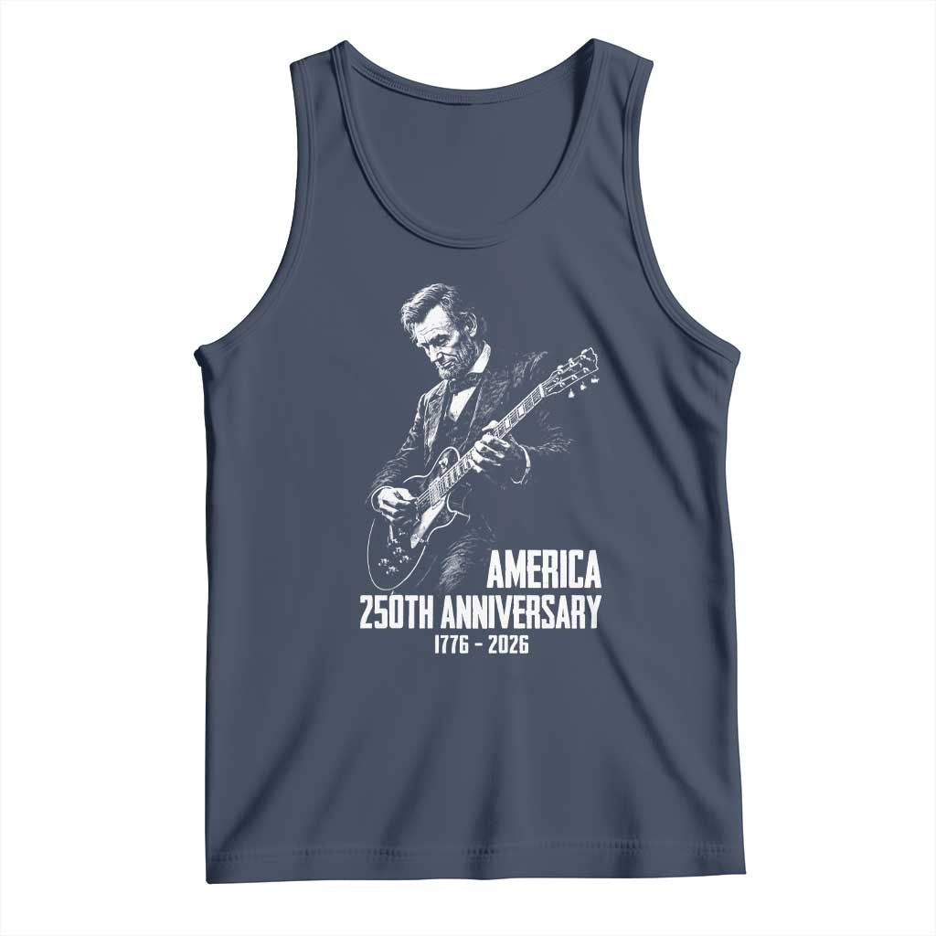 America 250th Anniversary Abraham Lincoln Rock Star Tank Top Funny Electric Guitar Player 1776 to 2026 Semiquincentennial