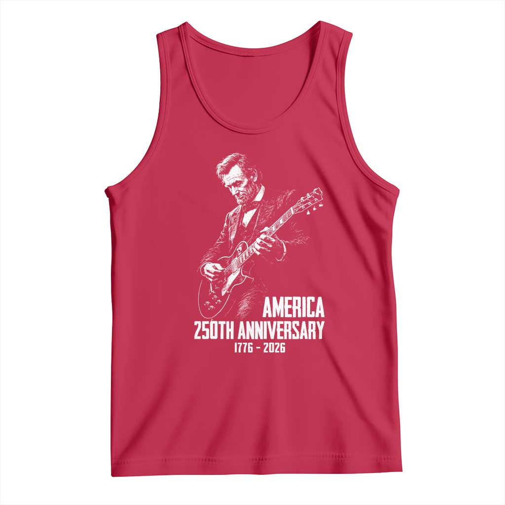 America 250th Anniversary Abraham Lincoln Rock Star Tank Top Funny Electric Guitar Player 1776 to 2026 Semiquincentennial
