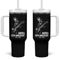 America 250th Anniversary Abraham Lincoln Rock Star Tumbler With Handle Funny Electric Guitar Player 1776 to 2026 Semiquincentennial