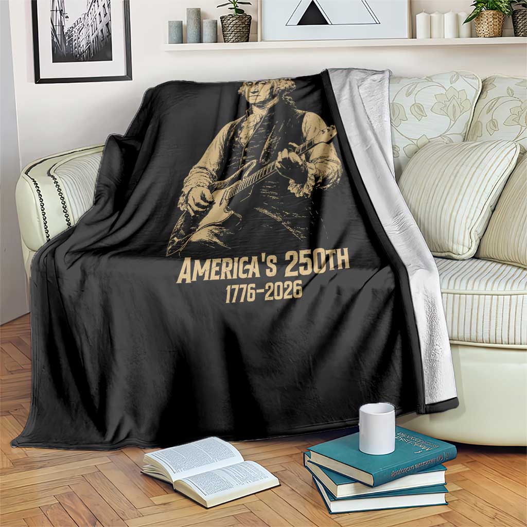 America's 250th George Washington Rock Star Throw Blanket Funny Electric Guitar Player Vintage 1776 to 2026 Semiquincentennial