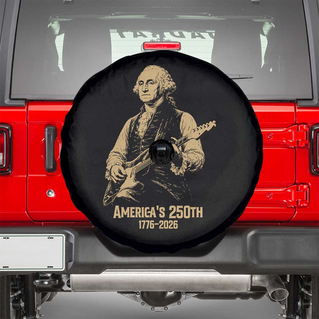 America's 250th George Washington Rock Star Spare Tire Cover Funny Electric Guitar Player Vintage 1776 to 2026 Semiquincentennial