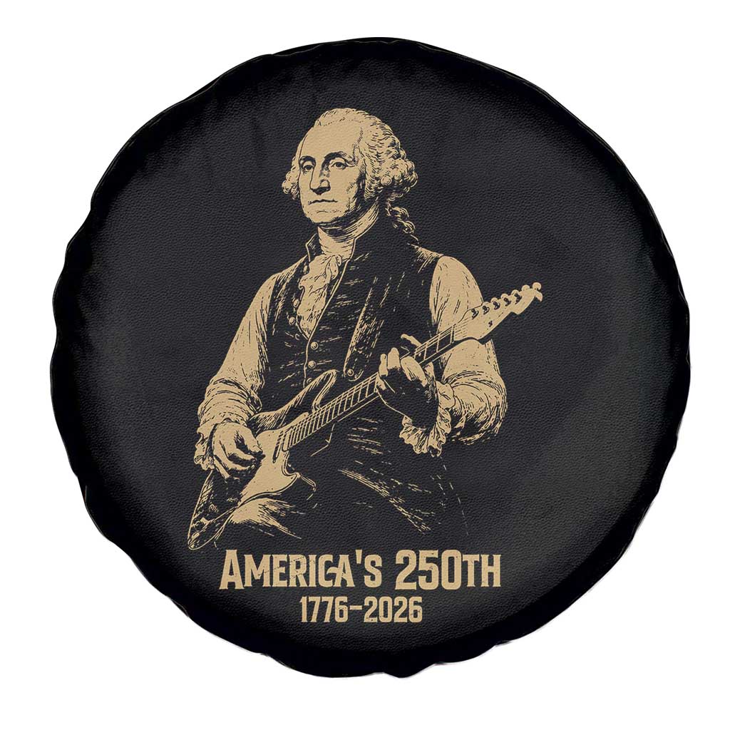 America's 250th George Washington Rock Star Spare Tire Cover Funny Electric Guitar Player Vintage 1776 to 2026 Semiquincentennial