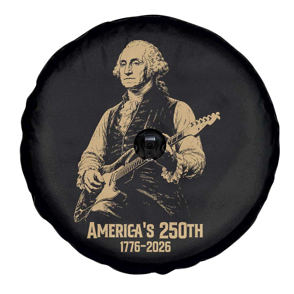 America's 250th George Washington Rock Star Spare Tire Cover Funny Electric Guitar Player Vintage 1776 to 2026 Semiquincentennial