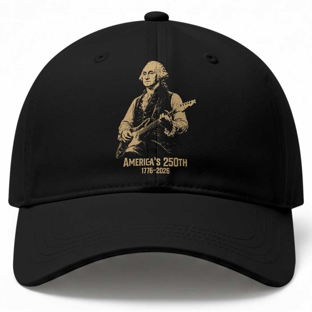 America's 250th George Washington Rock Star Baseball Cap Funny Electric Guitar Player Vintage 1776 to 2026 Semiquincentennial