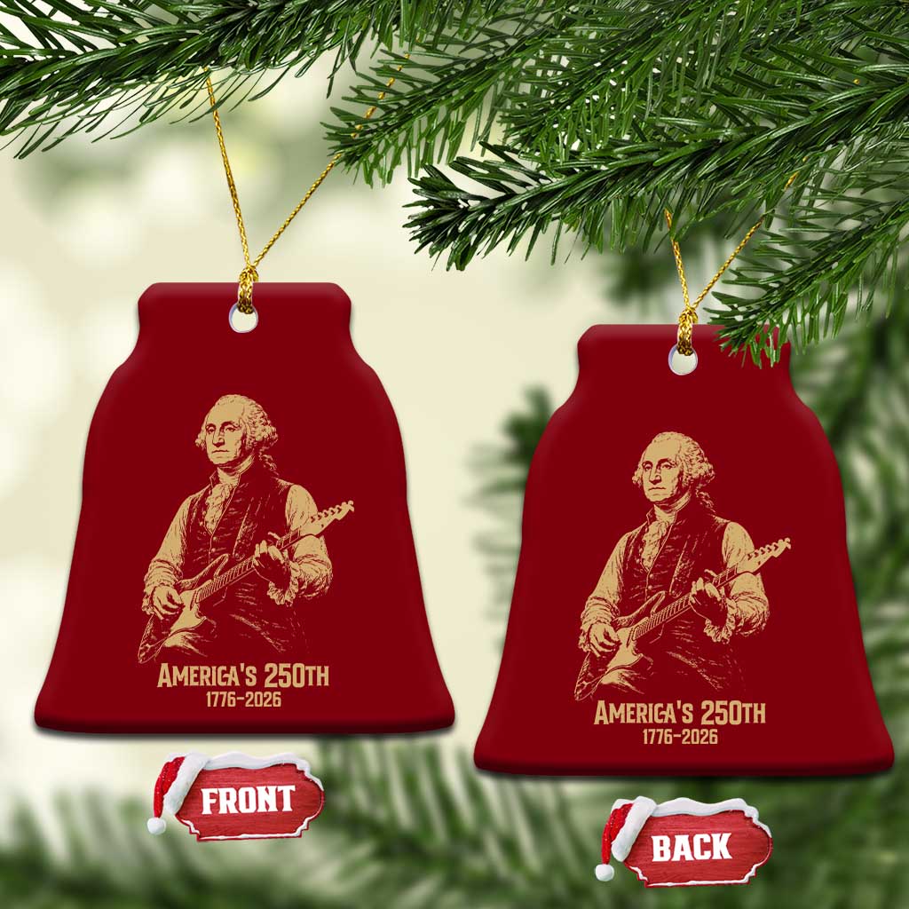 America's 250th George Washington Rock Star Ceramic Ornament Funny Electric Guitar Player Vintage 1776 to 2026 Semiquincentennial
