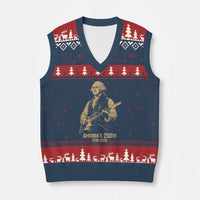 America's 250th George Washington Rock Star V-Neck Knit Sweater Vest Funny Electric Guitar Player Vintage 1776 to 2026 Semiquincentennial