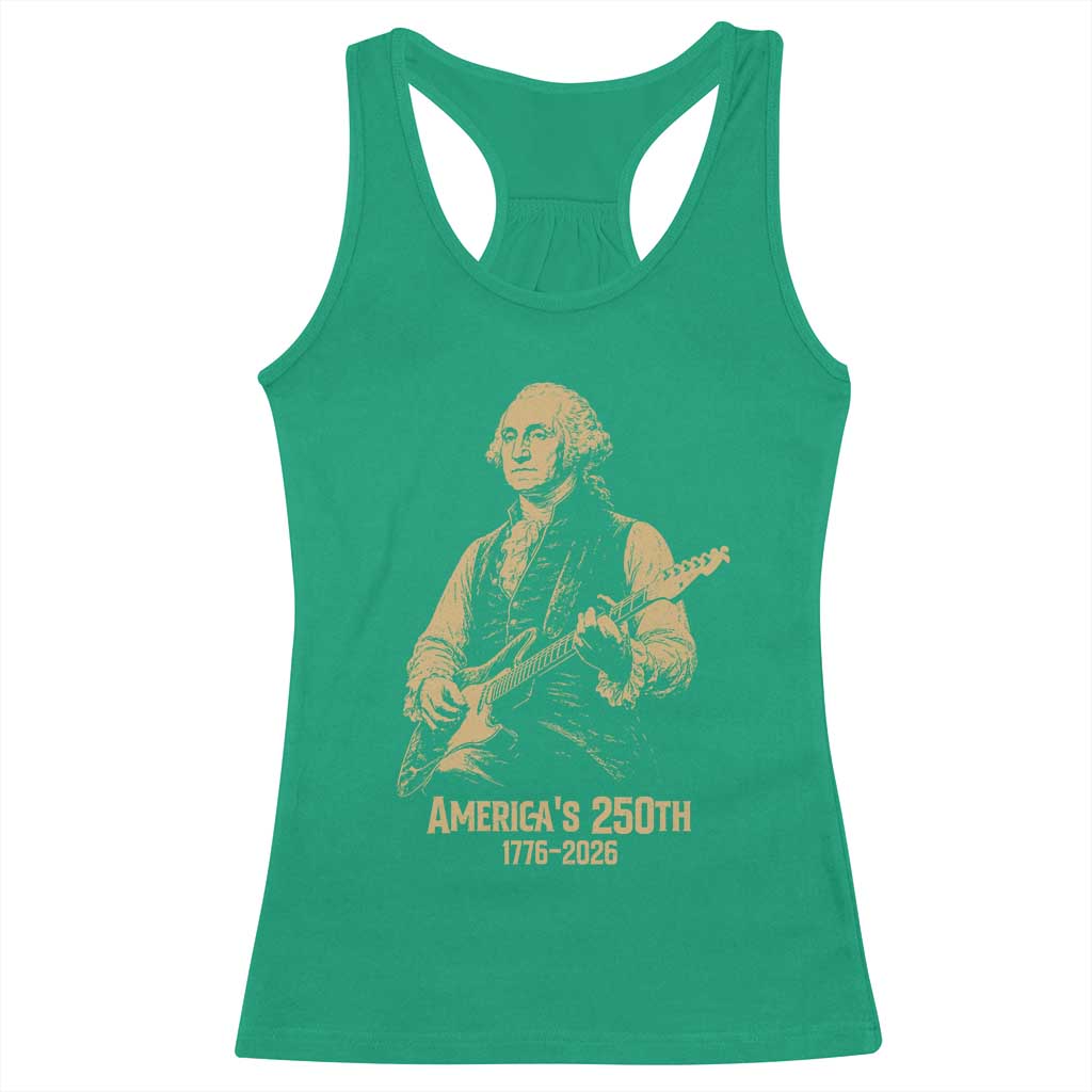 America's 250th George Washington Rock Star Racerback Tank Top Funny Electric Guitar Player Vintage 1776 to 2026 Semiquincentennial