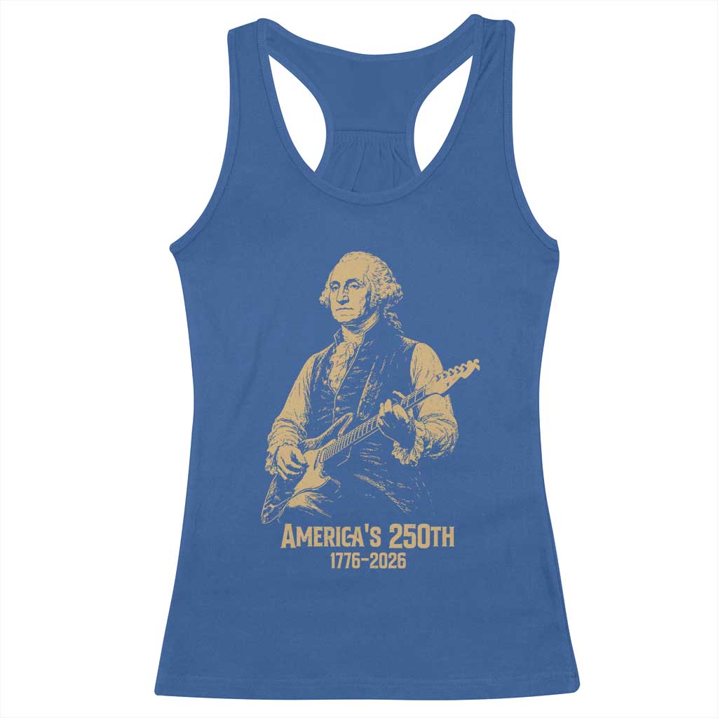America's 250th George Washington Rock Star Racerback Tank Top Funny Electric Guitar Player Vintage 1776 to 2026 Semiquincentennial
