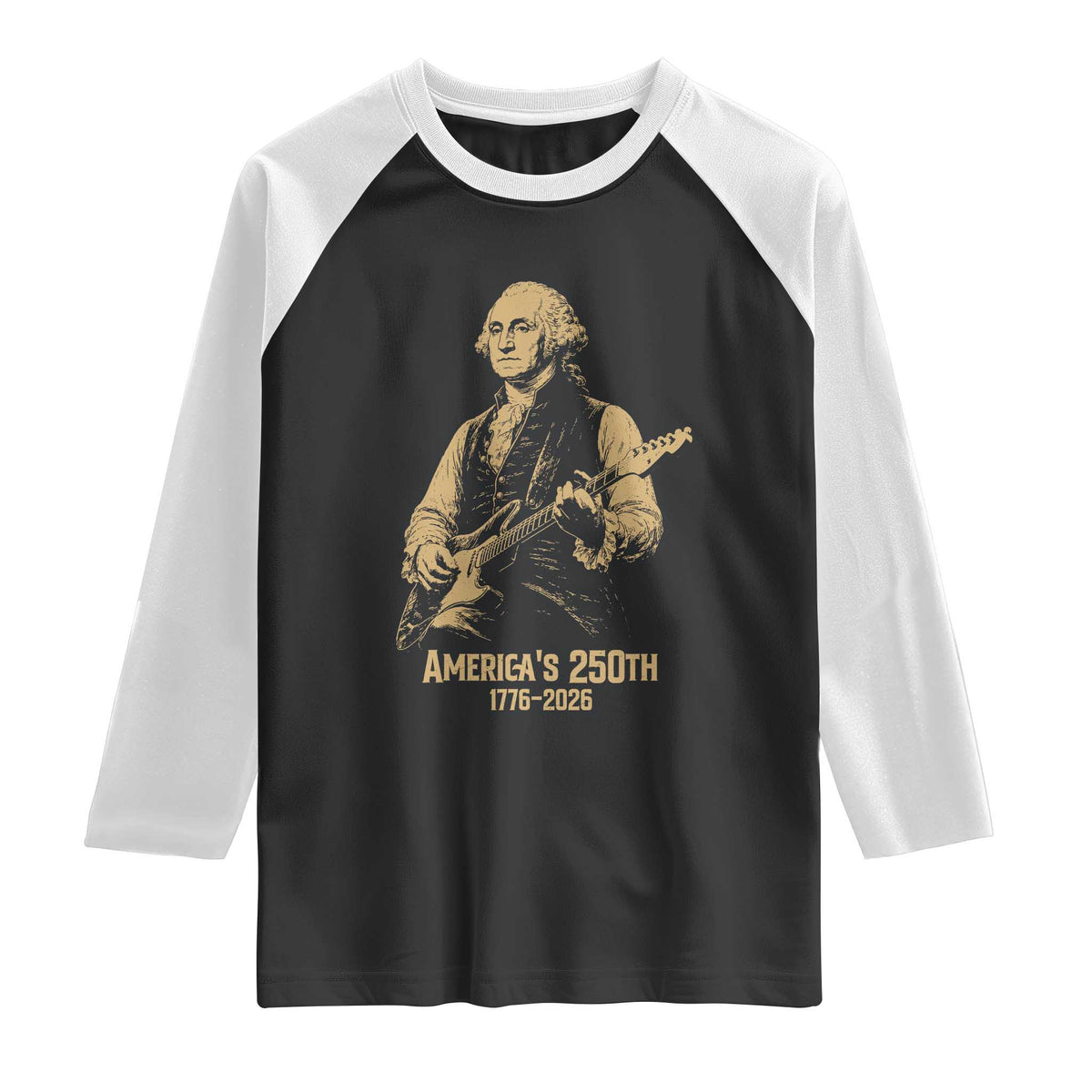 America's 250th George Washington Rock Star Raglan Shirt Funny Electric Guitar Player Vintage 1776 to 2026 Semiquincentennial