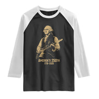 America's 250th George Washington Rock Star Raglan Shirt Funny Electric Guitar Player Vintage 1776 to 2026 Semiquincentennial