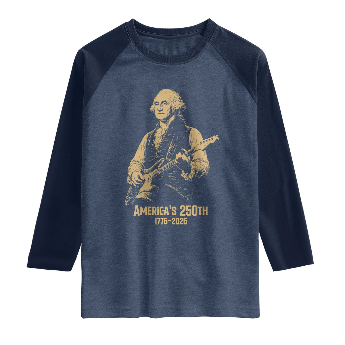 America's 250th George Washington Rock Star Raglan Shirt Funny Electric Guitar Player Vintage 1776 to 2026 Semiquincentennial