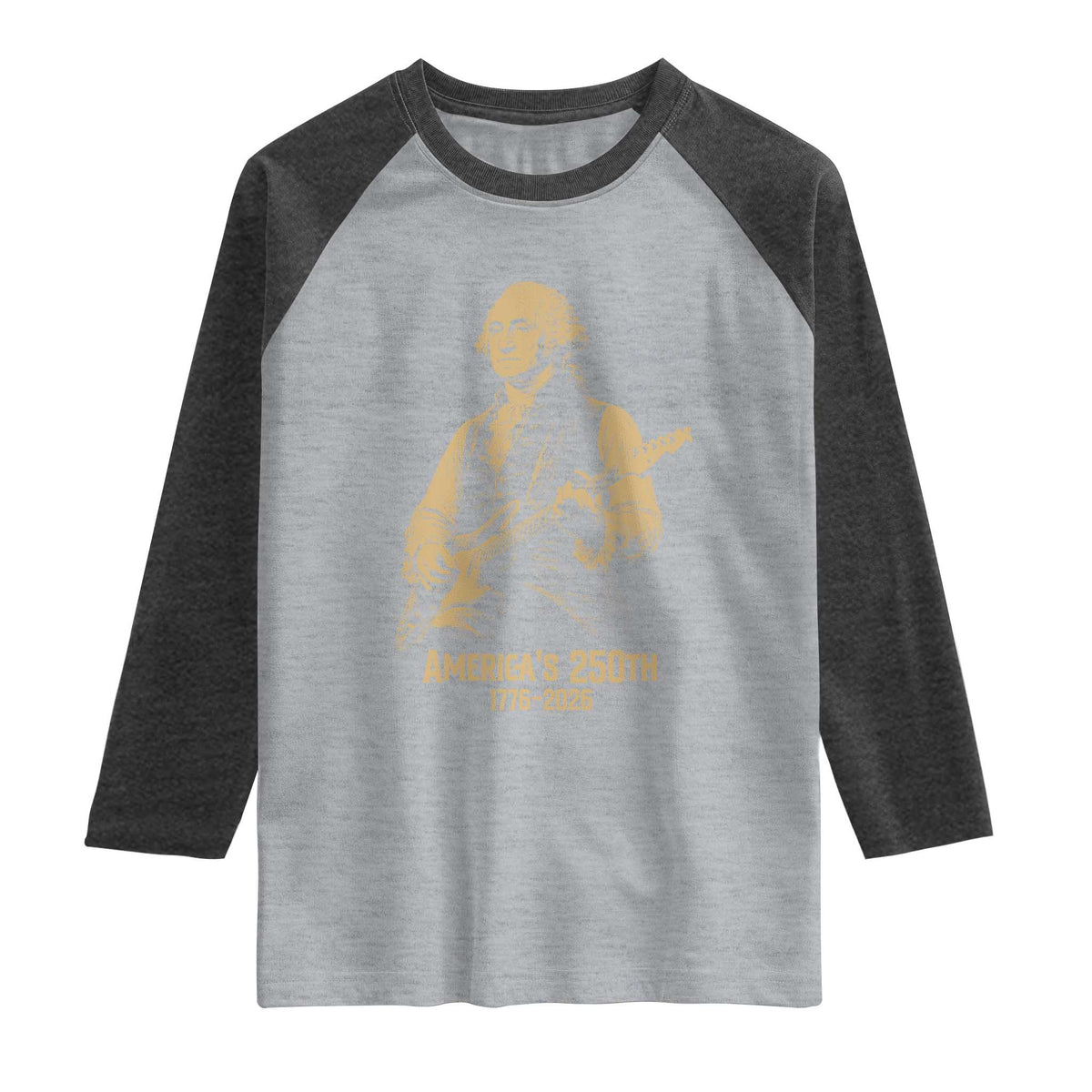 America's 250th George Washington Rock Star Raglan Shirt Funny Electric Guitar Player Vintage 1776 to 2026 Semiquincentennial