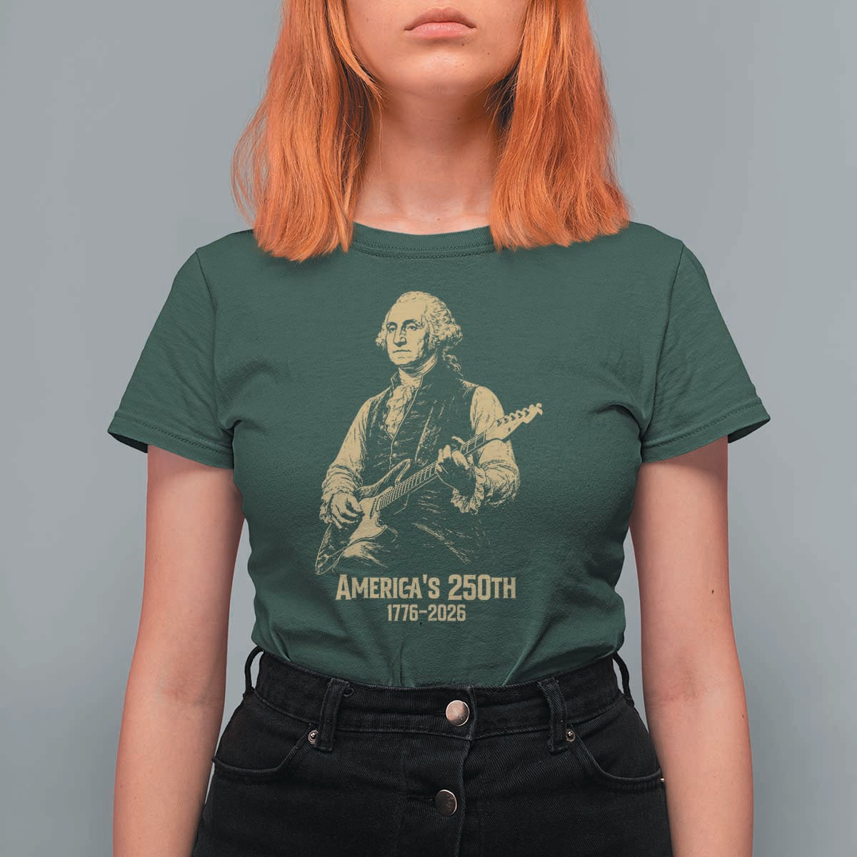 America's 250th George Washington Rock Star T Shirt For Women Funny Electric Guitar Player Vintage 1776 to 2026 Semiquincentennial