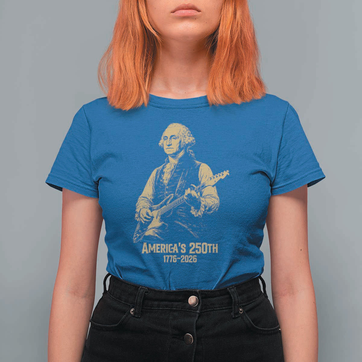 America's 250th George Washington Rock Star T Shirt For Women Funny Electric Guitar Player Vintage 1776 to 2026 Semiquincentennial