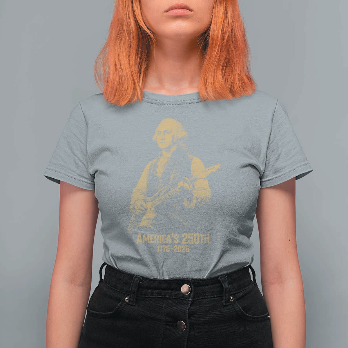 America's 250th George Washington Rock Star T Shirt For Women Funny Electric Guitar Player Vintage 1776 to 2026 Semiquincentennial