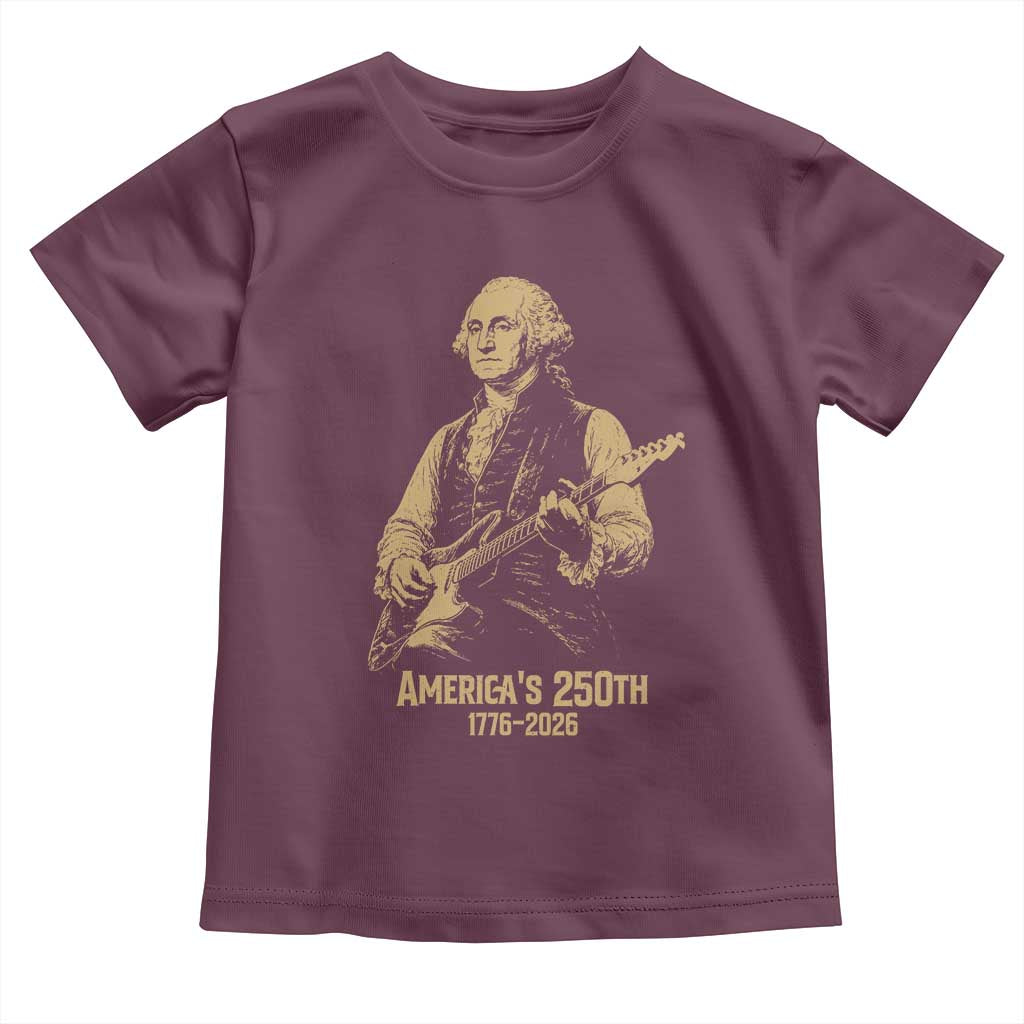America's 250th George Washington Rock Star Toddler T Shirt Funny Electric Guitar Player Vintage 1776 to 2026 Semiquincentennial