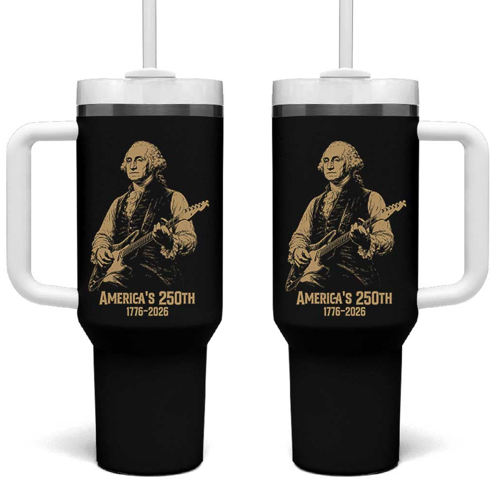 America's 250th George Washington Rock Star Tumbler With Handle Funny Electric Guitar Player Vintage 1776 to 2026 Semiquincentennial