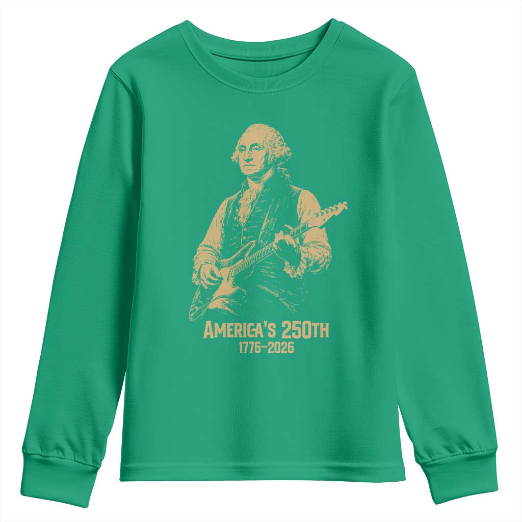 America's 250th George Washington Rock Star Youth Sweatshirt Funny Electric Guitar Player Vintage 1776 to 2026 Semiquincentennial