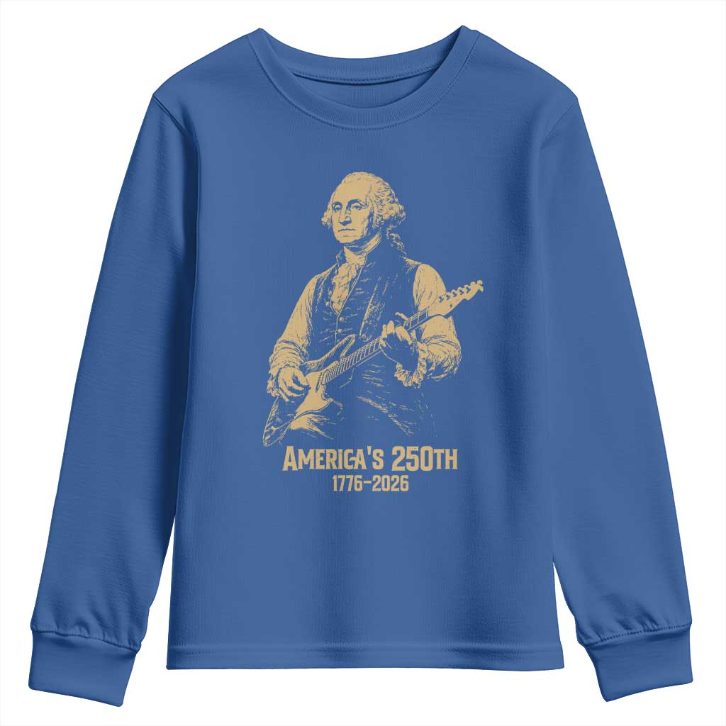 America's 250th George Washington Rock Star Youth Sweatshirt Funny Electric Guitar Player Vintage 1776 to 2026 Semiquincentennial