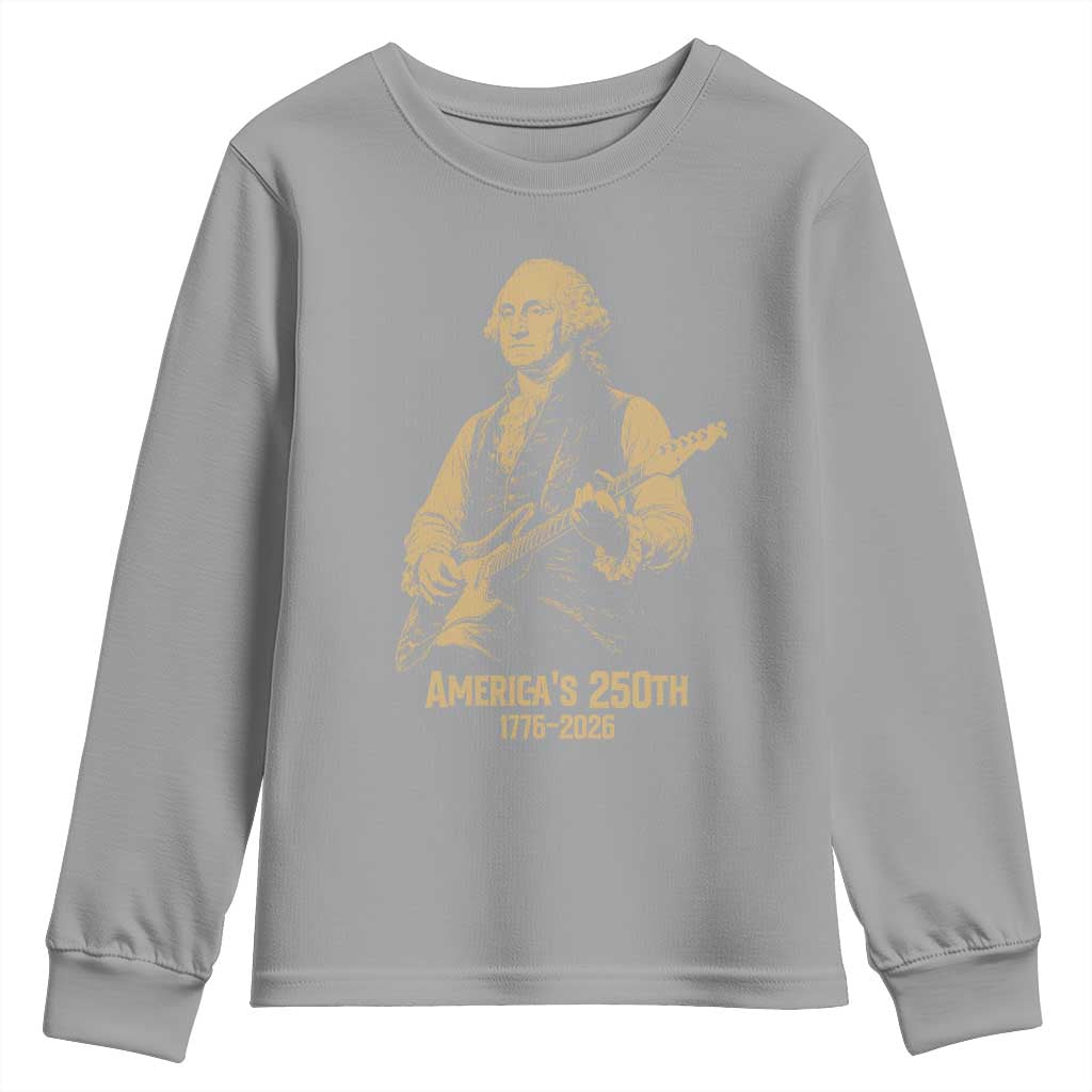 America's 250th George Washington Rock Star Youth Sweatshirt Funny Electric Guitar Player Vintage 1776 to 2026 Semiquincentennial
