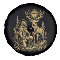 Saint Hubert Patron Saint of Hunters Vintage Woodcut Spare Tire Cover Catholic Faith and Hunting Heritage Gift