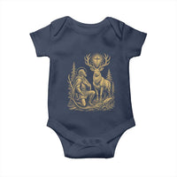 Saint Hubert Patron Saint of Hunters Vintage Woodcut Baby Onesie Catholic Faith and Hunting Heritage Gift