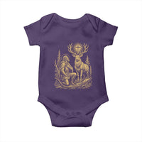 Saint Hubert Patron Saint of Hunters Vintage Woodcut Baby Onesie Catholic Faith and Hunting Heritage Gift