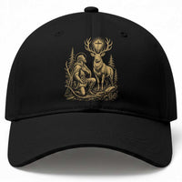 Saint Hubert Patron Saint of Hunters Vintage Woodcut Baseball Cap Catholic Faith and Hunting Heritage Gift